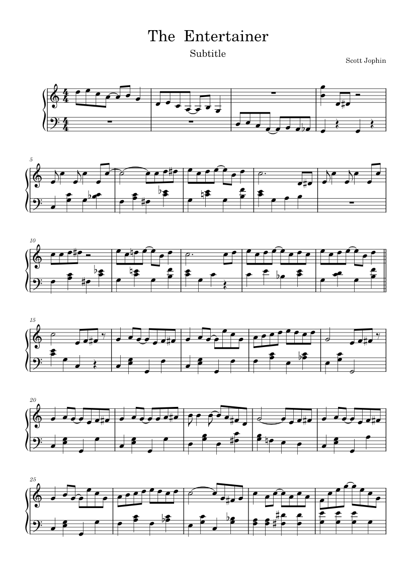 The Entertainer Sheet Music for Piano (Solo) Easy | MuseScore.com