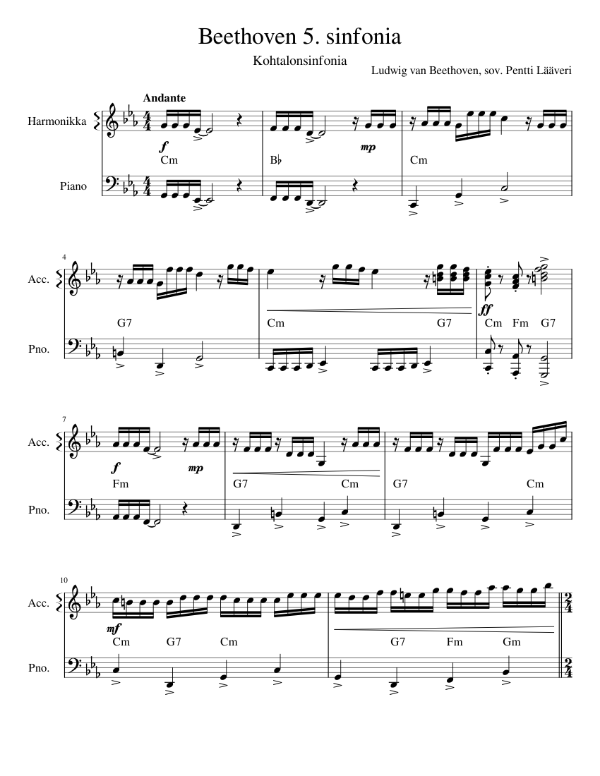 beethoven symphony 5 virtual piano sheets