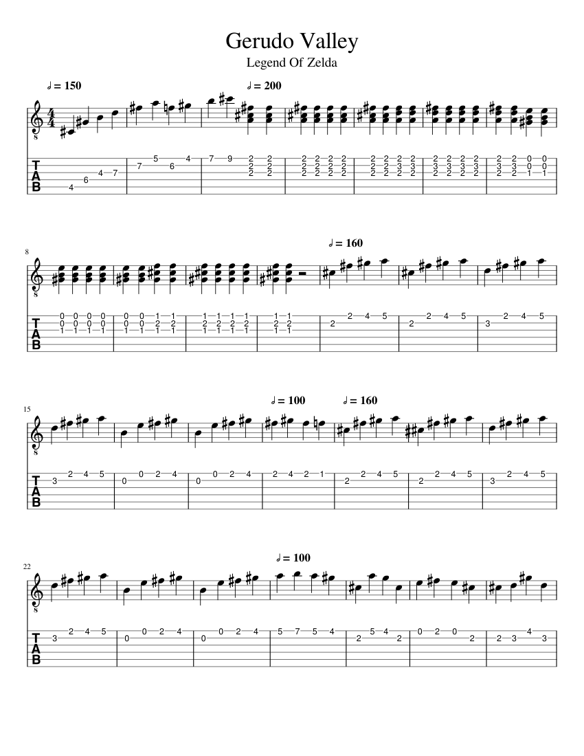 Gerudo Valley Sheet music for Guitar (Solo) | Musescore.com