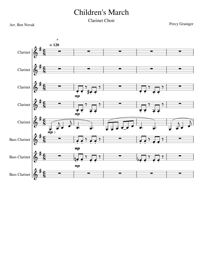 Children's March for Clarinet Choir Sheet music for Clarinet bass ...