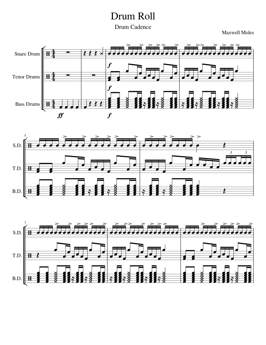 Partituras Drum Roll Cadence para SnarePartituras Drum Roll Cadence para Snare  