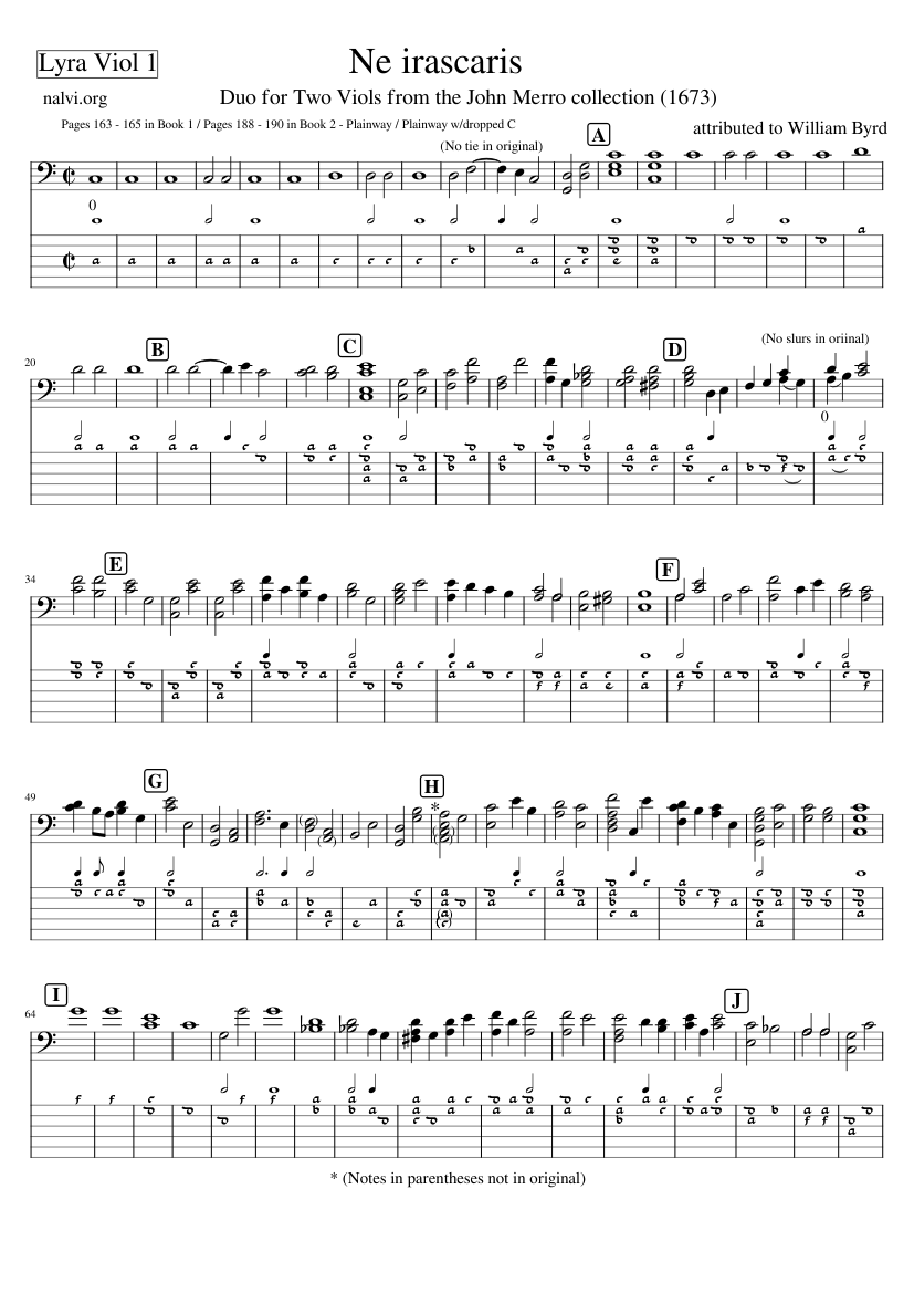 Ne Iscararis - Arrangement for 2 lyra viols (ffeff / ffefh)