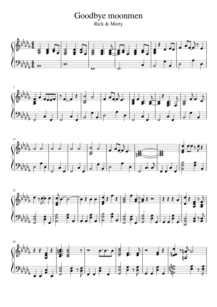 Goodbye moonmen Sheet music for Piano (Solo) | Musescore.com