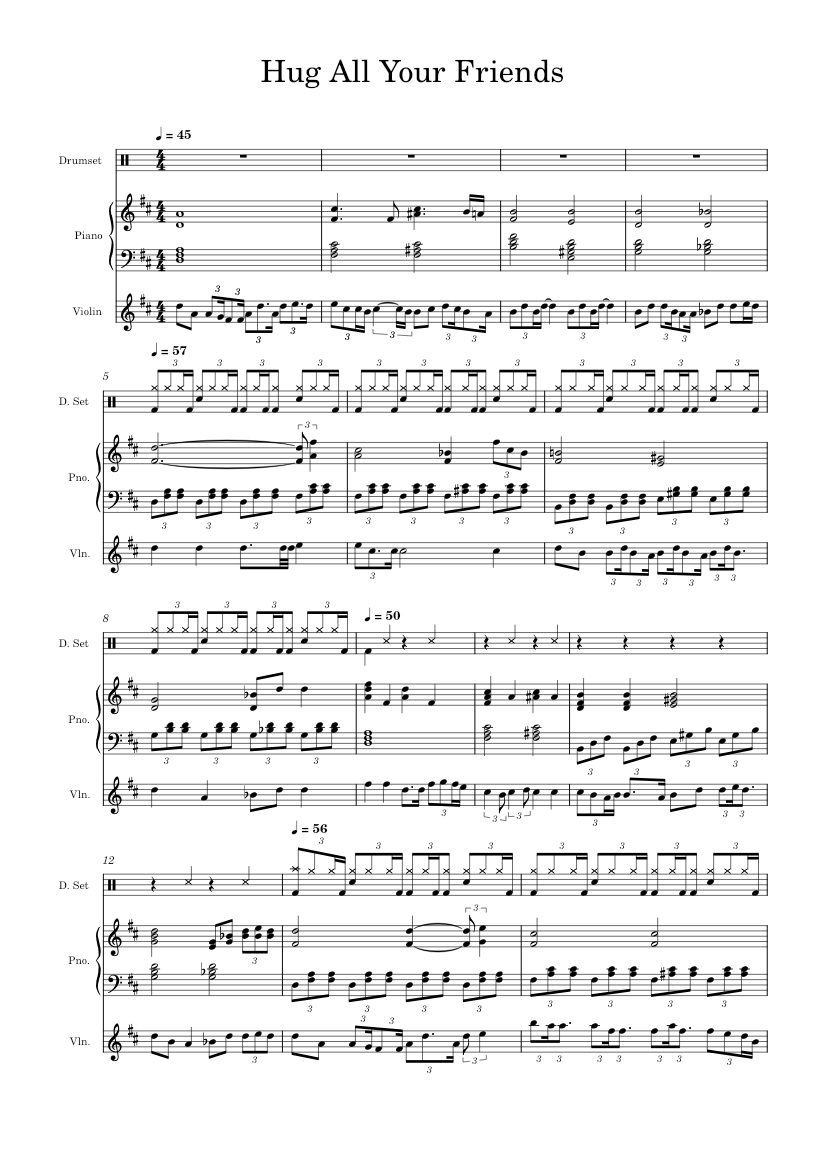 Hug All Ur Friends - Cavetown Sheet music for Piano, Violin, Drum group