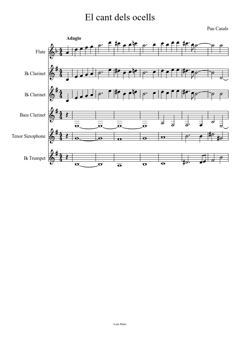 El cant dels ocells Sheet music for Flute, Clarinet other, Trumpet ...