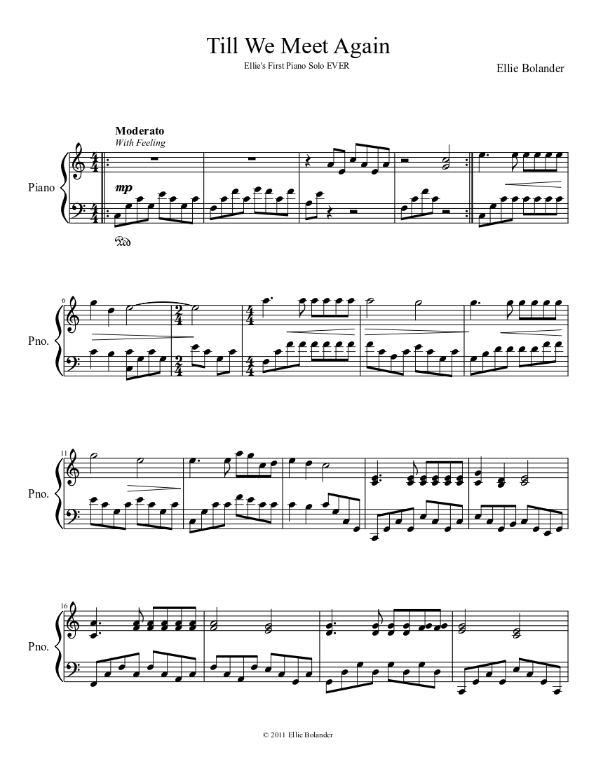 Til We Meet Again Sheet music for Piano (Solo) | Musescore.com