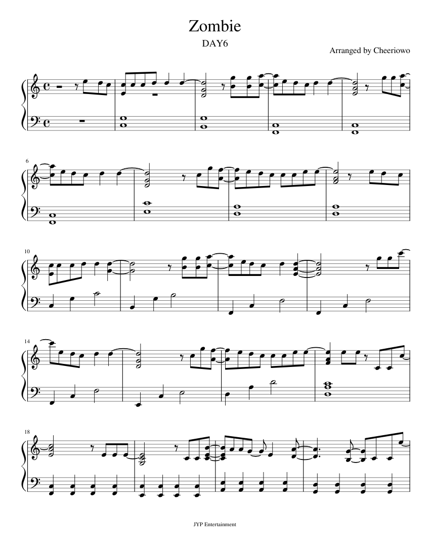 DAY6 - Zombie Sheet music for Piano (Solo) | Musescore.com