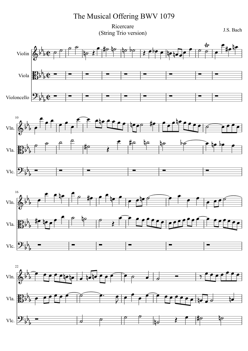 BWV 1079 Musical Offering - Ricercare Sheet Music for Violin
