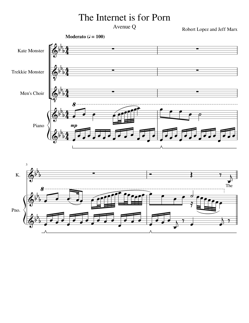 Avenue Q The is for P*rn Sheet music for Piano,