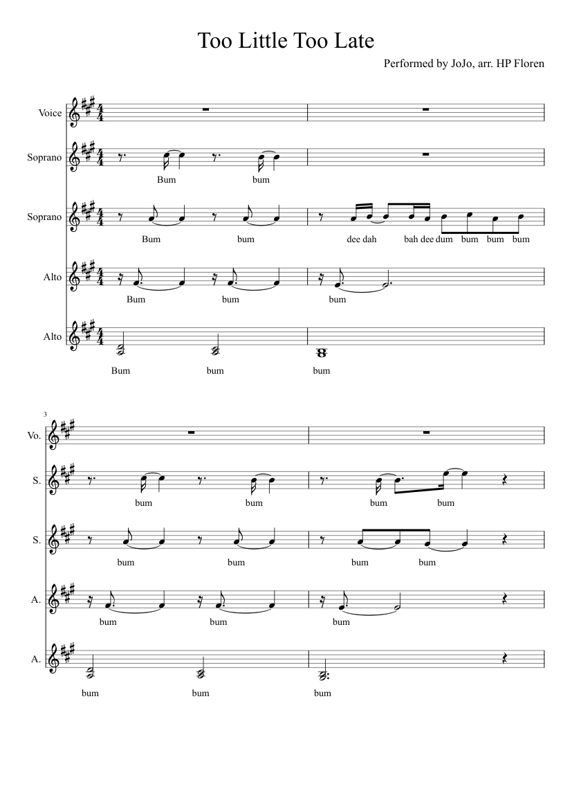 Too Little Too Late Sheet Music For Voice Other Solo Musescore Com