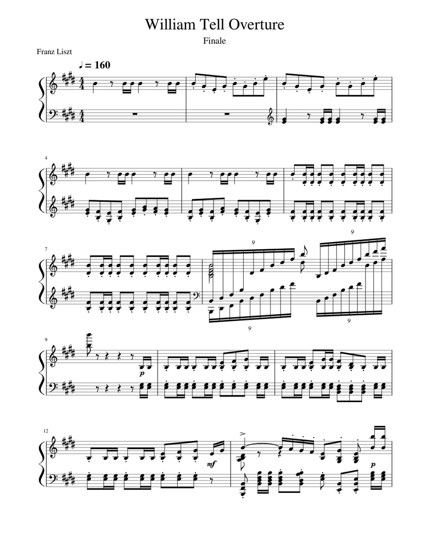 William Tell Overture - Finale Sheet music for Piano (Solo) | Download and  print in PDF or MIDI free sheet music for Guillaume Tell by Gioacchino  Rossini (classical ) | Musescore.com