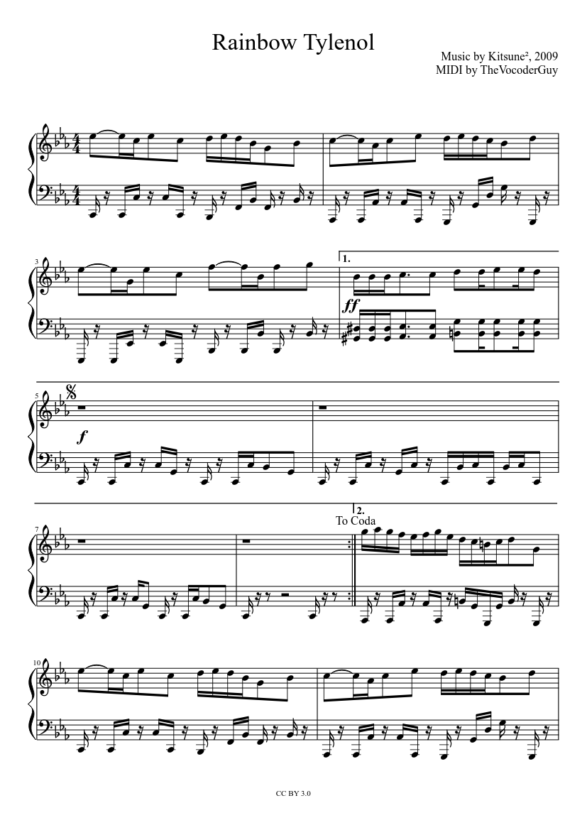 Rainbow Tylenol Sheet music for Piano (Solo) | Musescore.com