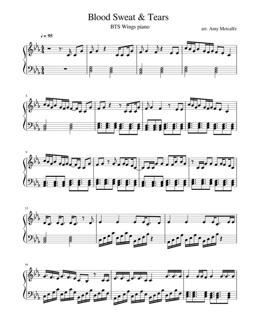 Blood Sweat Tears Easier Version Sheet Music For Piano Solo Musescore Com Перевод песни bts (bangtan boys) blood sweat & tears. easier version sheet music for piano