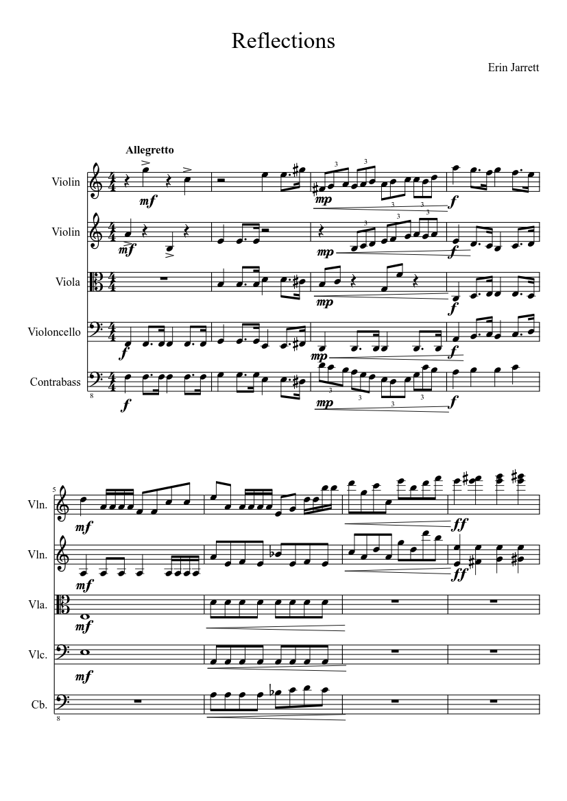 Reflections Sheet music for Violin, Viola, Woodwinds (other) (Mixed