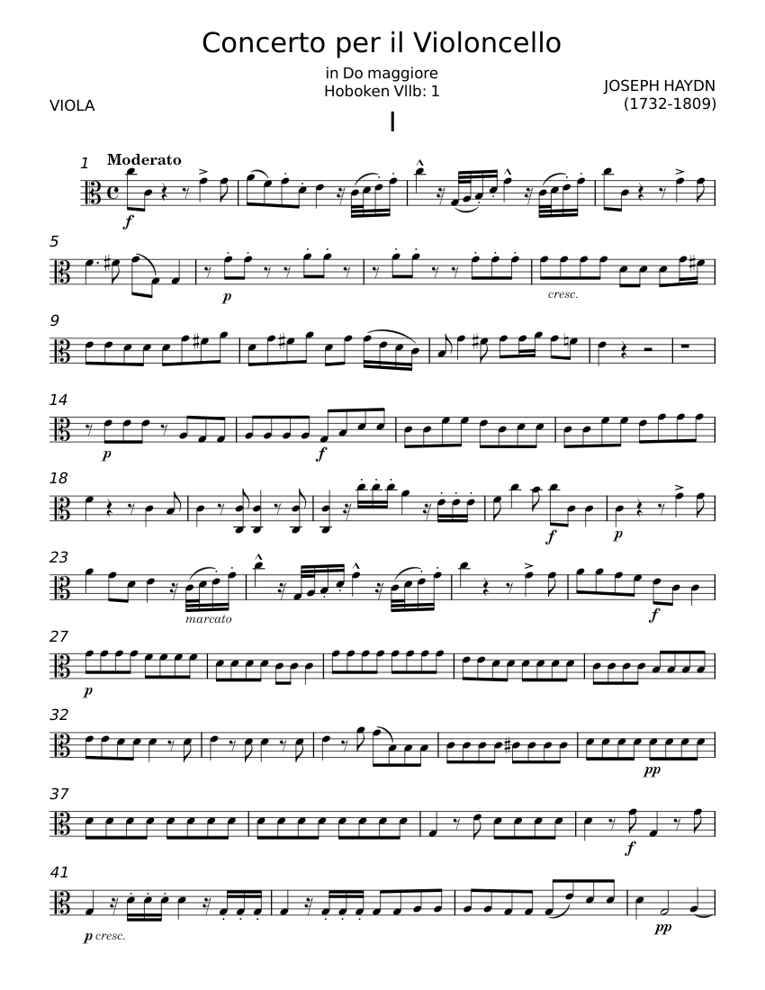Cello Concerto No.1 in C major, Hob.VIIb:1 - Joseph Haydn 楽譜