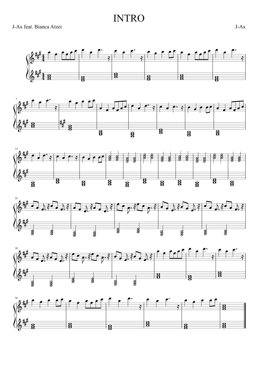 INTRO Sheet music for Piano (Solo) | Musescore.com