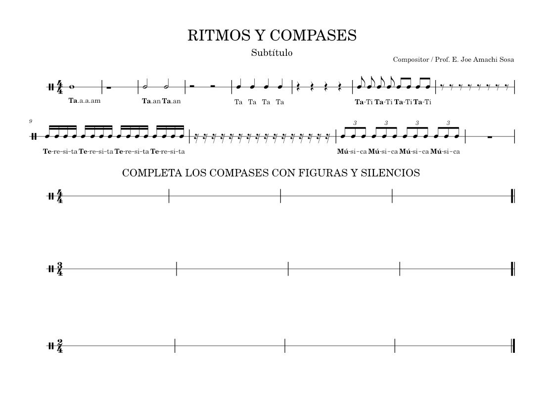 ritmos y compases Sheet Music for Drum group (Solo) | MuseScore.com