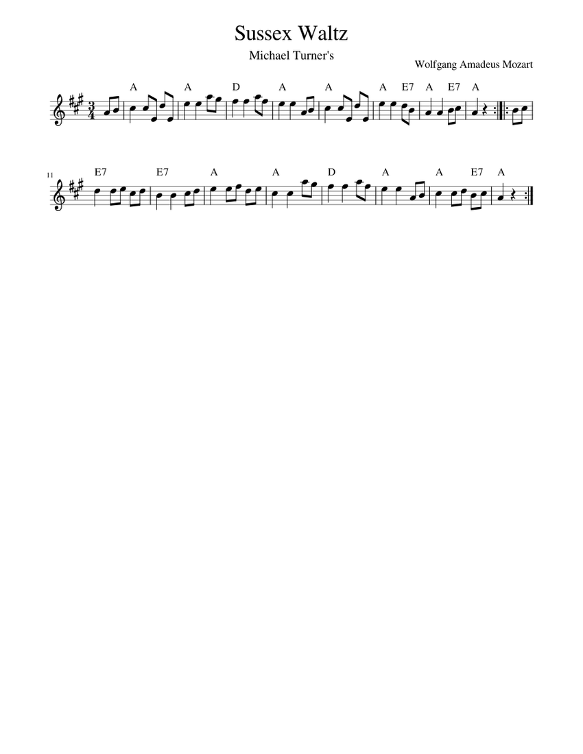 Wolfgang Amadeus Mozart - Sussex Waltz Sheet music for Piano (Solo ...