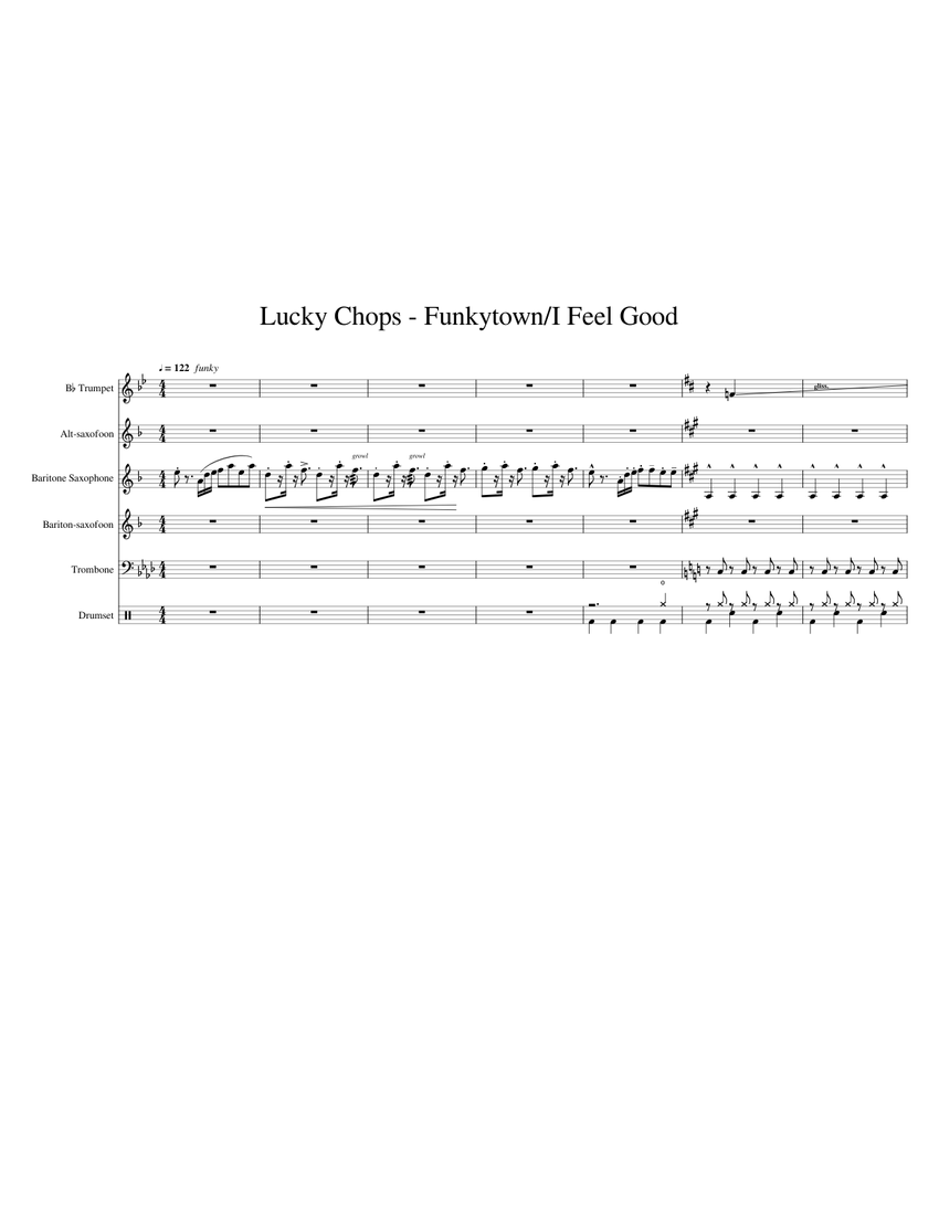 Funkytown Lucky Chops Sheet music for Trombone, Saxophone alto ...