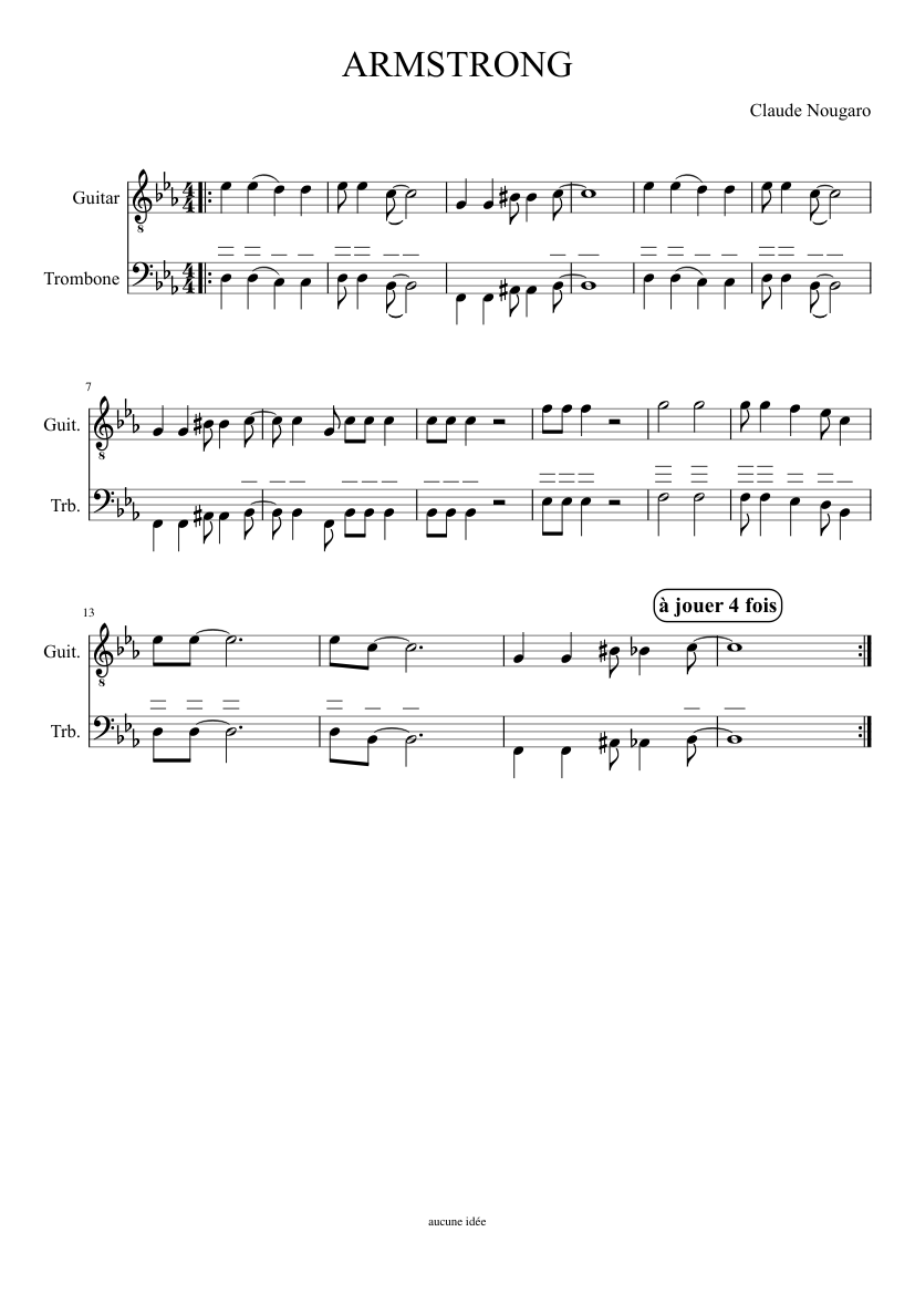 ARMSTRONG 02 Sheet music for Trombone, Guitar (Mixed Duet) | Musescore.com
