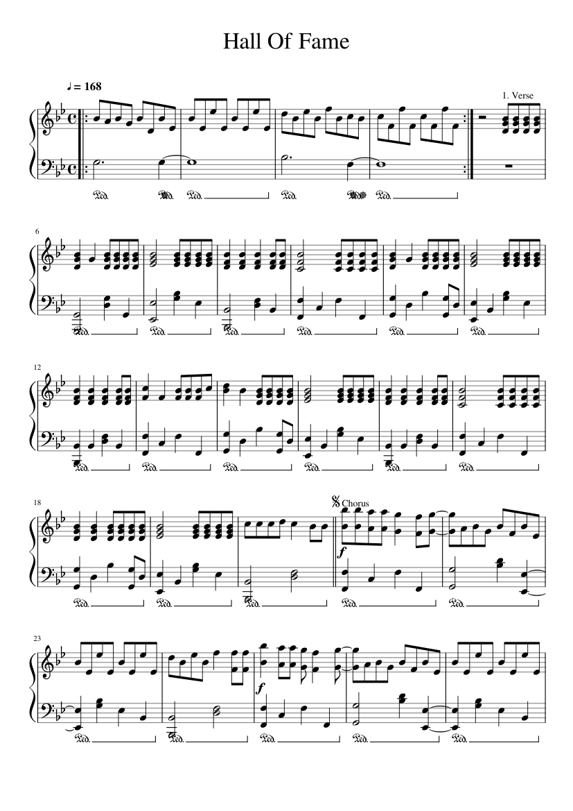 Hall Of Fame (FULL VERSION) Sheet music for Piano (Solo) | Musescore.com