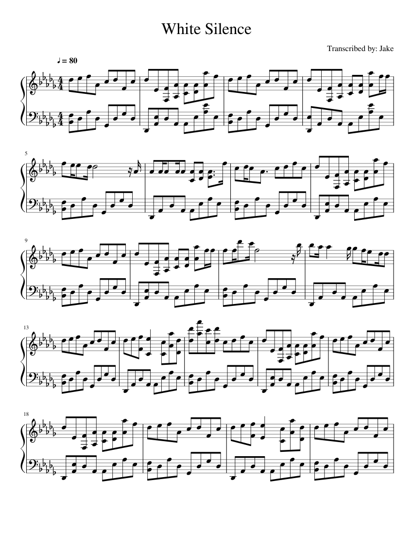 White Silence Sheet music for Piano (Solo)