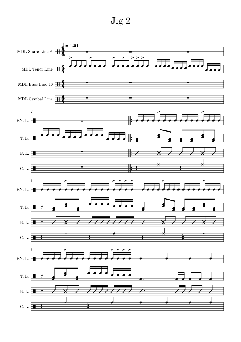 Jig 2 Oak Mountain High School Sheet music for Snare drum, Crash