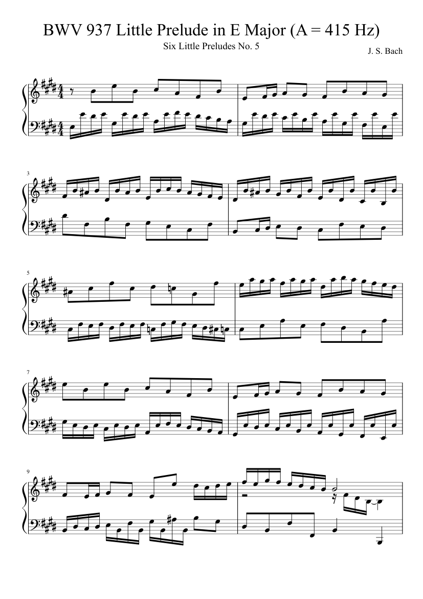 Prelude in E major BWV 937