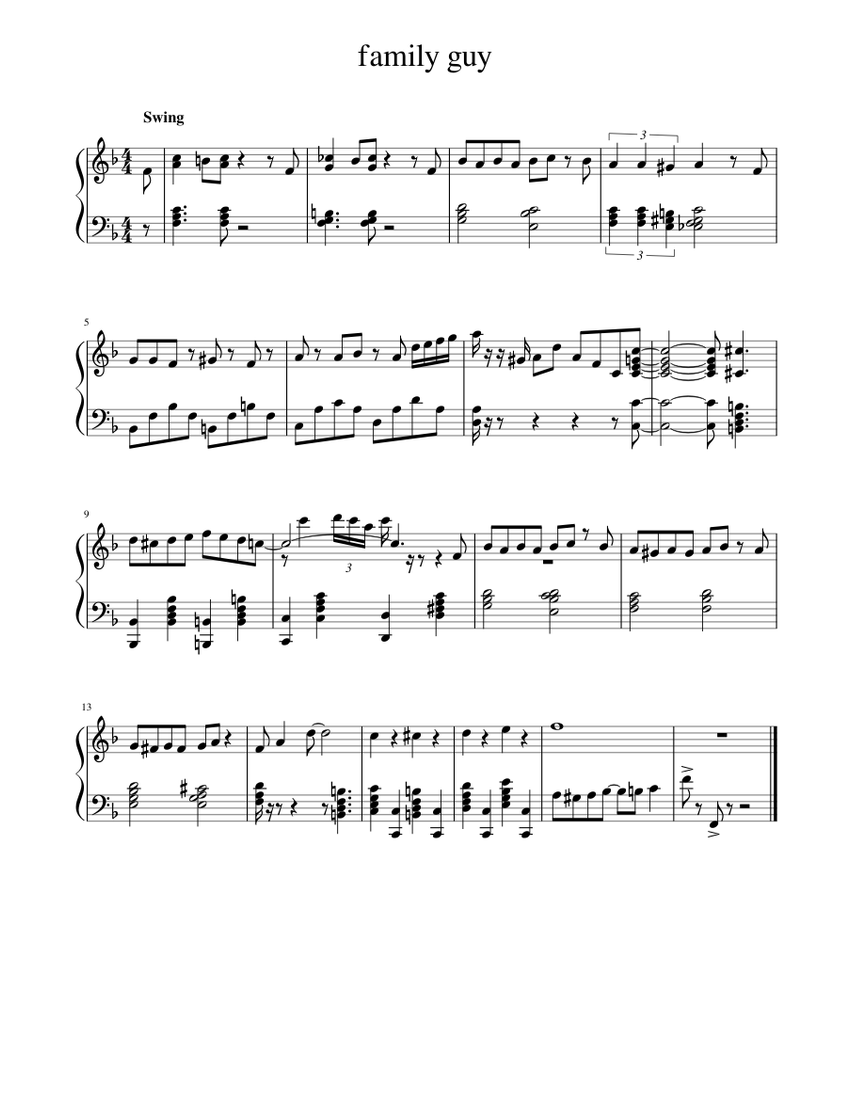 family guy Sheet music for Piano (Solo) | Musescore.com