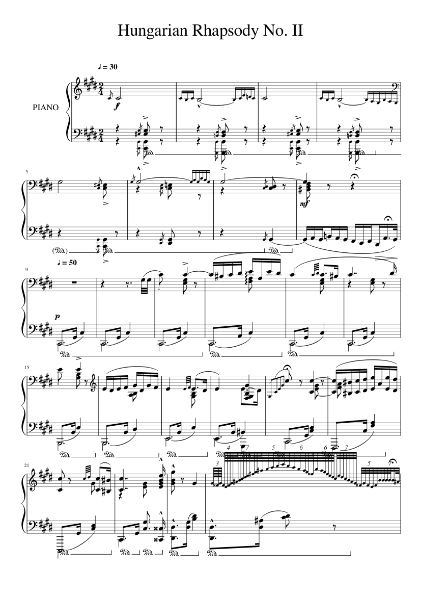 Liszt : Hungarian Rhapsody No.2, S.244/2 Sheet music for Piano (Solo) |  Musescore.com