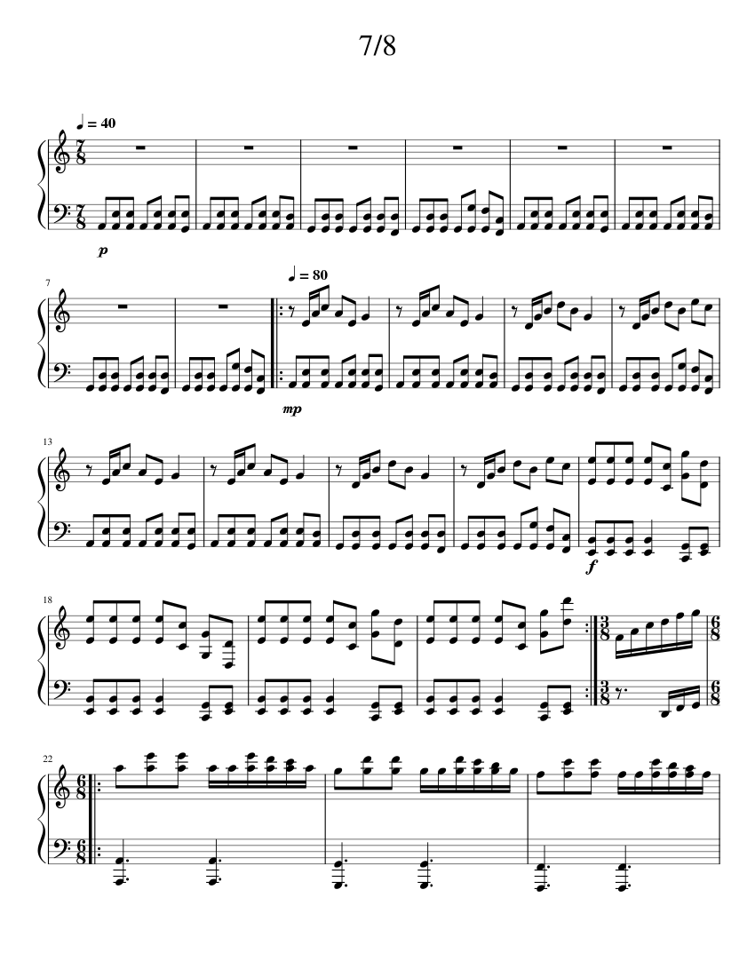 7 8 Sheet music for Piano (Solo) | Musescore.com