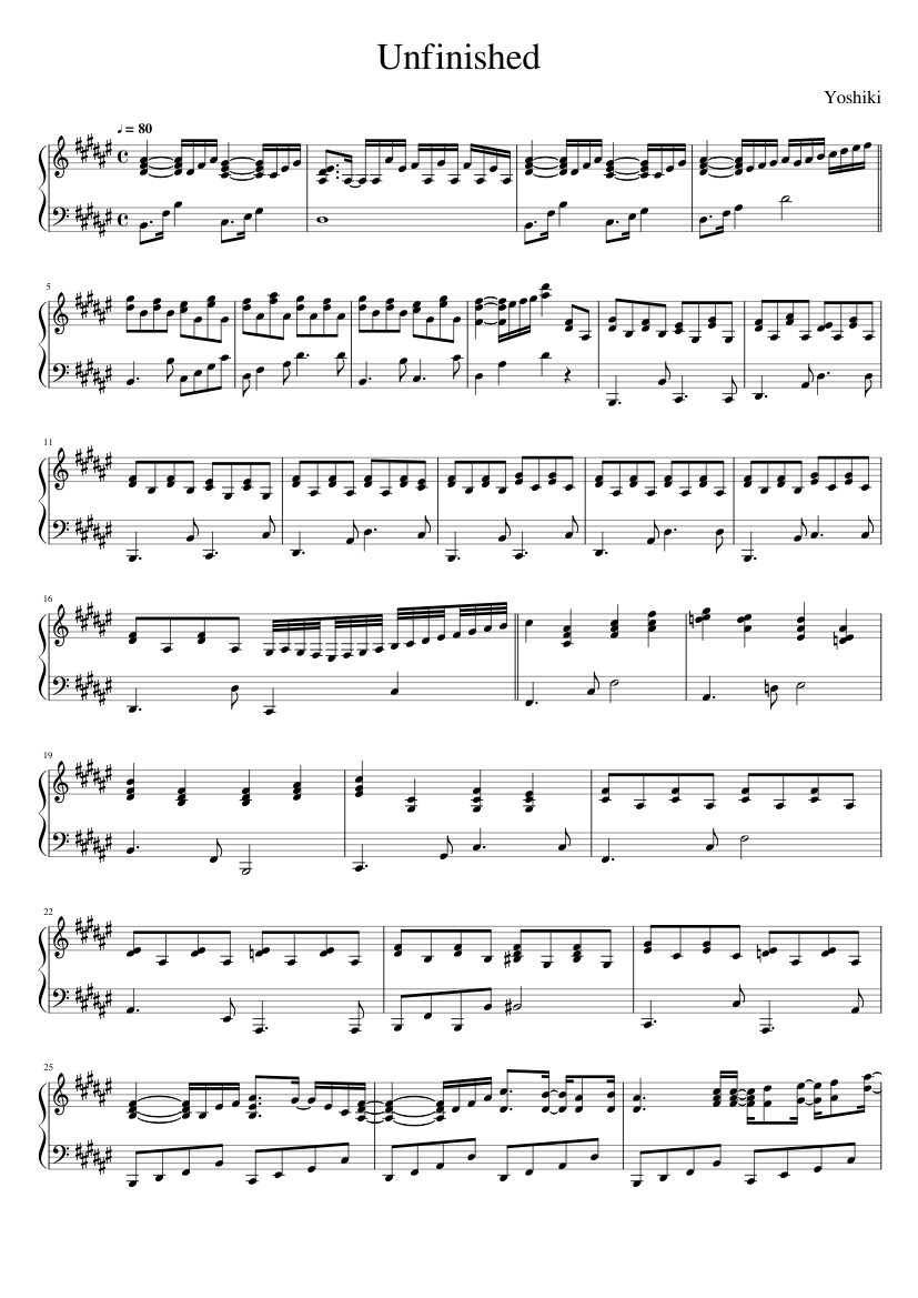 Unfinished Sheet Music For Piano Solo 5749