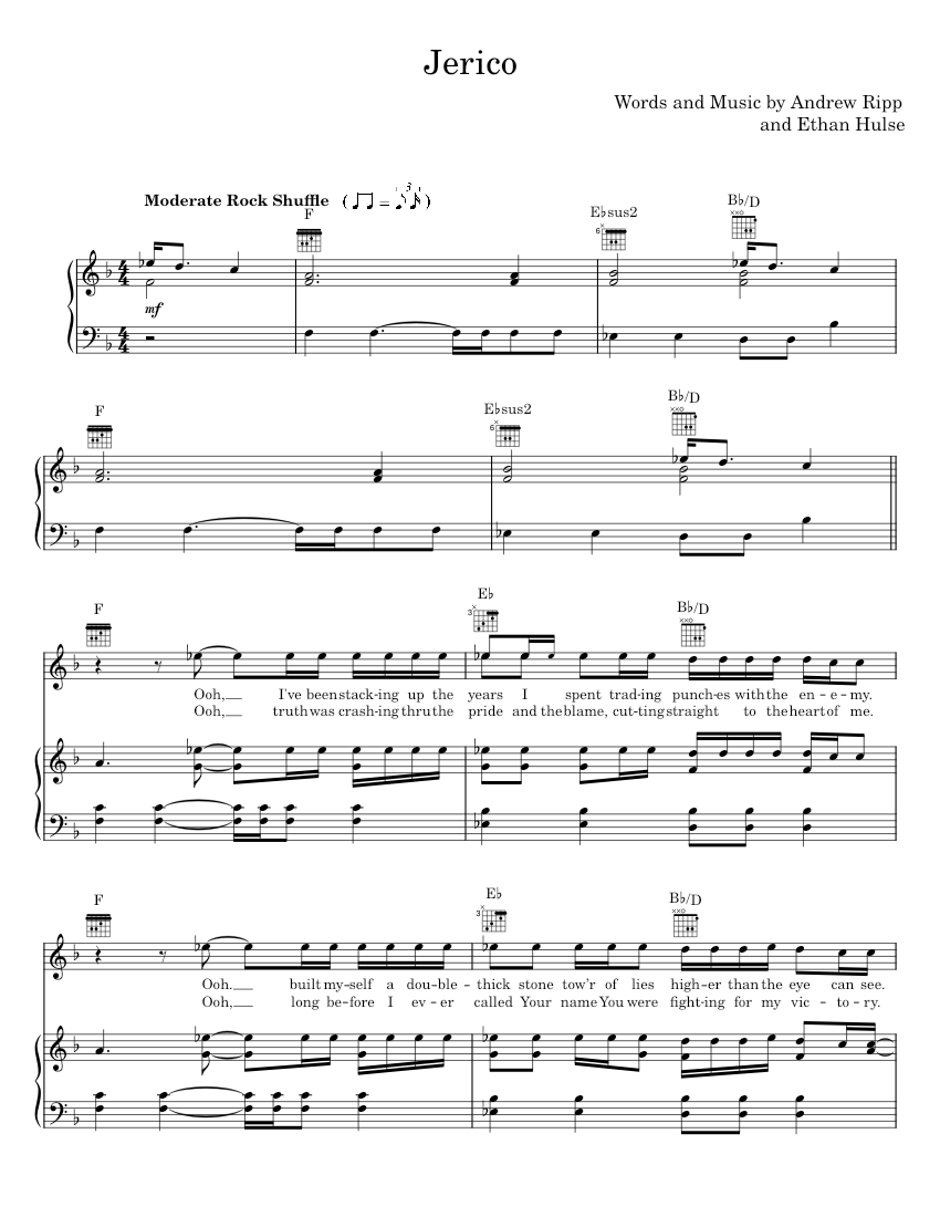 Jericho - Andrew Ripp Sheet Music for Piano, Synthesizer (Mixed Duet ...