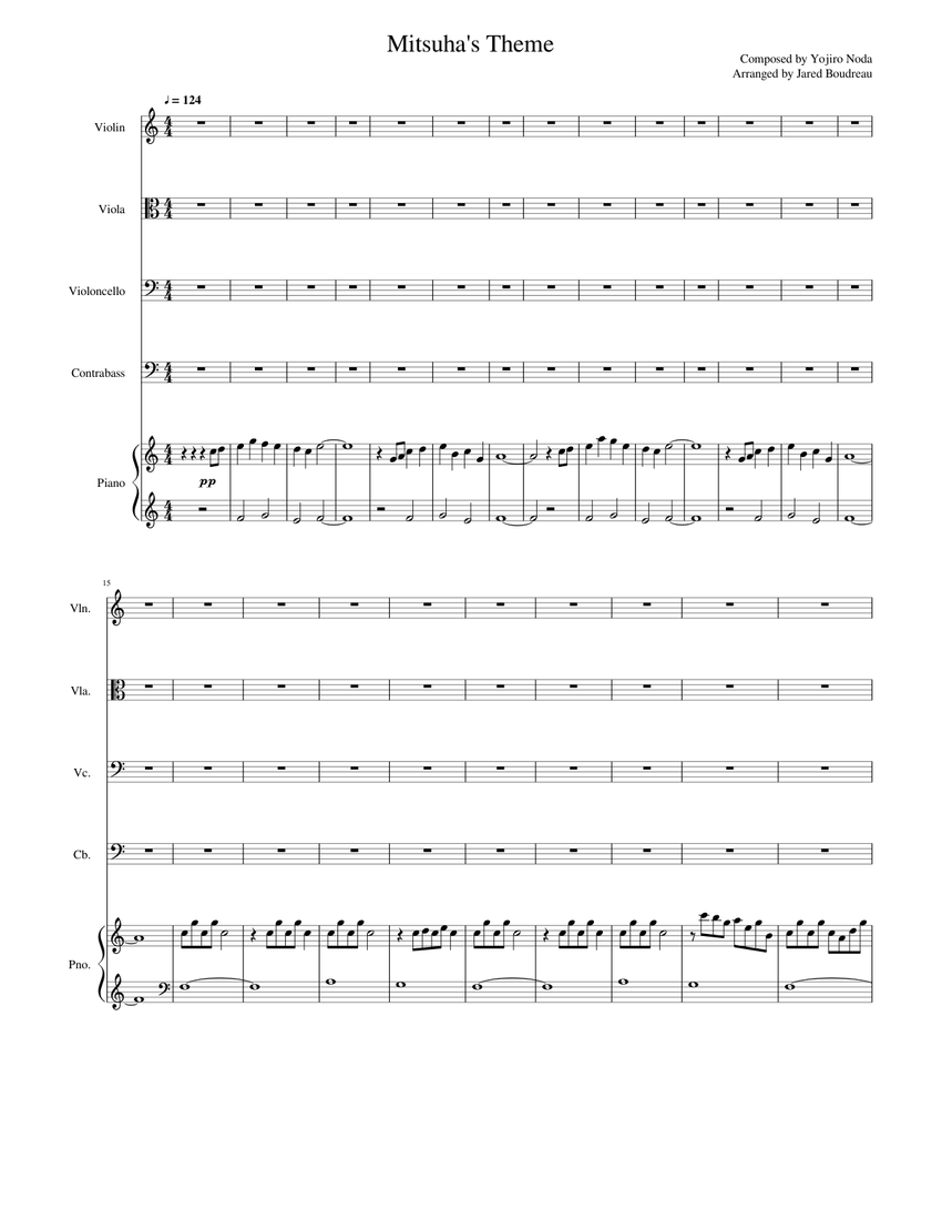 Theme Of Mitsuha Piano Sheet