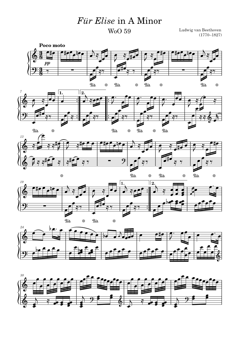 Für Elise – Beethoven Sheet music for Piano (Solo) | Musescore.com