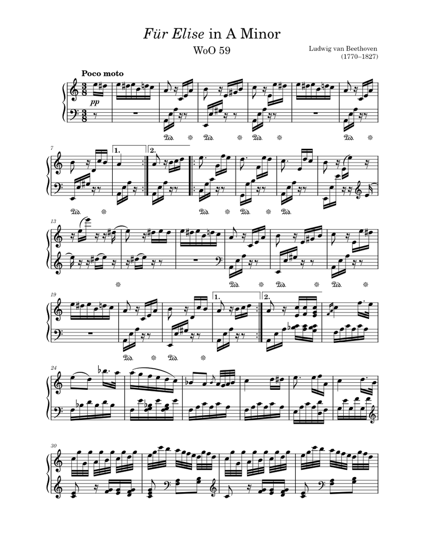 Für Elise – Beethoven Sheet music for Piano (Solo) | Musescore.com
