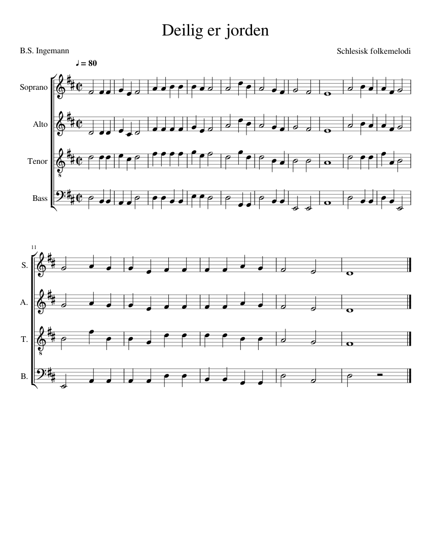Deilig er jorden kor 4 stemt - piano tutorial