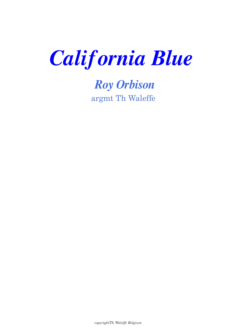 Calif Blue Notes california blue -roy orbison Sheet Music for Piano, Vibraphone, Guitar ...