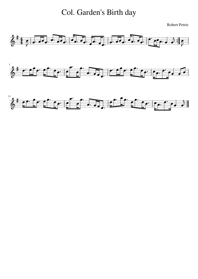 Col. Garden's Birth day