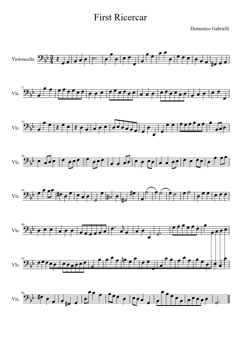 Domenico Gabrielli First Ricercar for Violoncello