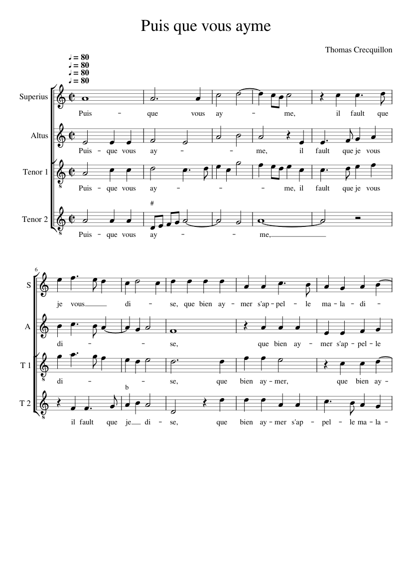 Puis que vous ayme