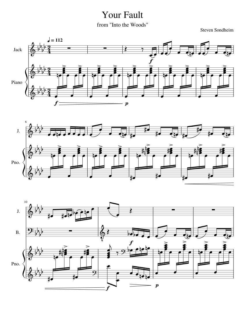Your Fault from "Into the Woods" – Stephen Sondheim Sheet Music for ...