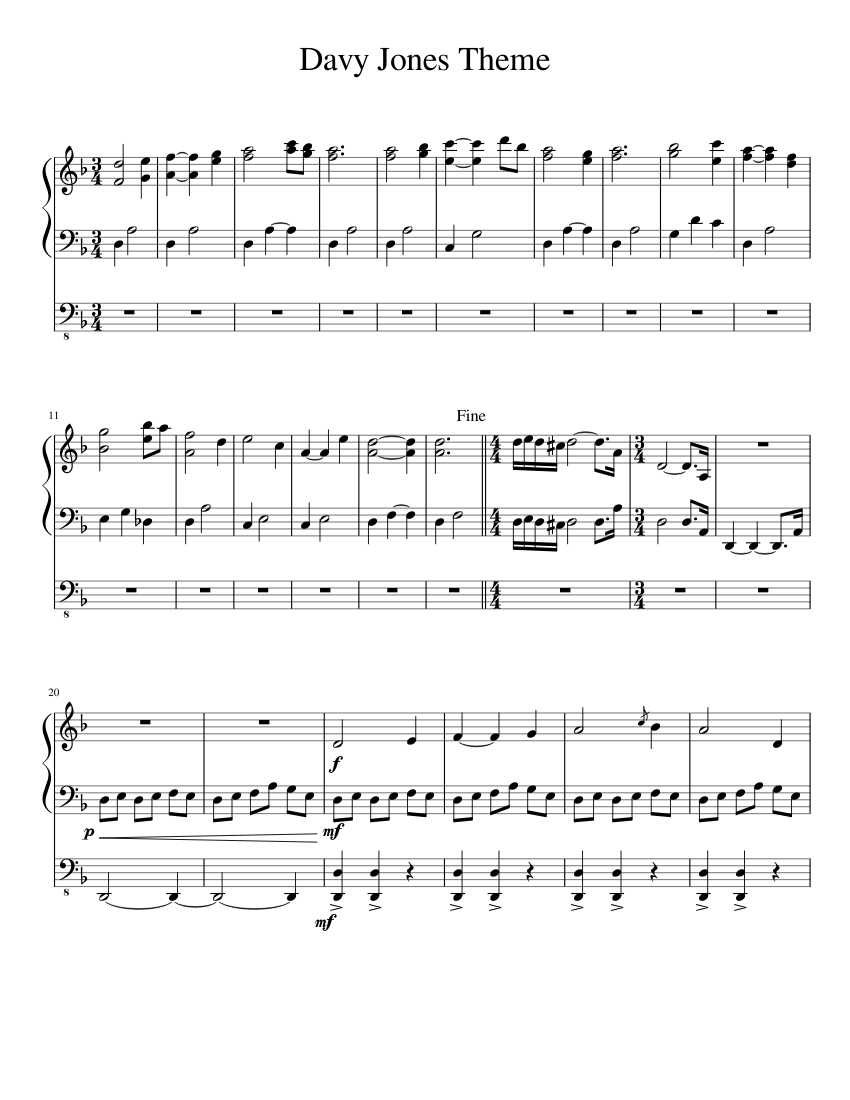 Davy Jones Theme – Hans Zimmer Sheet music for Organ (Solo) | Musescore.com