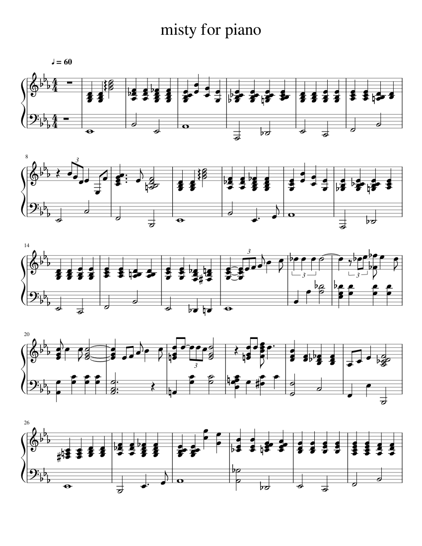 misty for piano Sheet music for Piano (Solo) | Download and print in