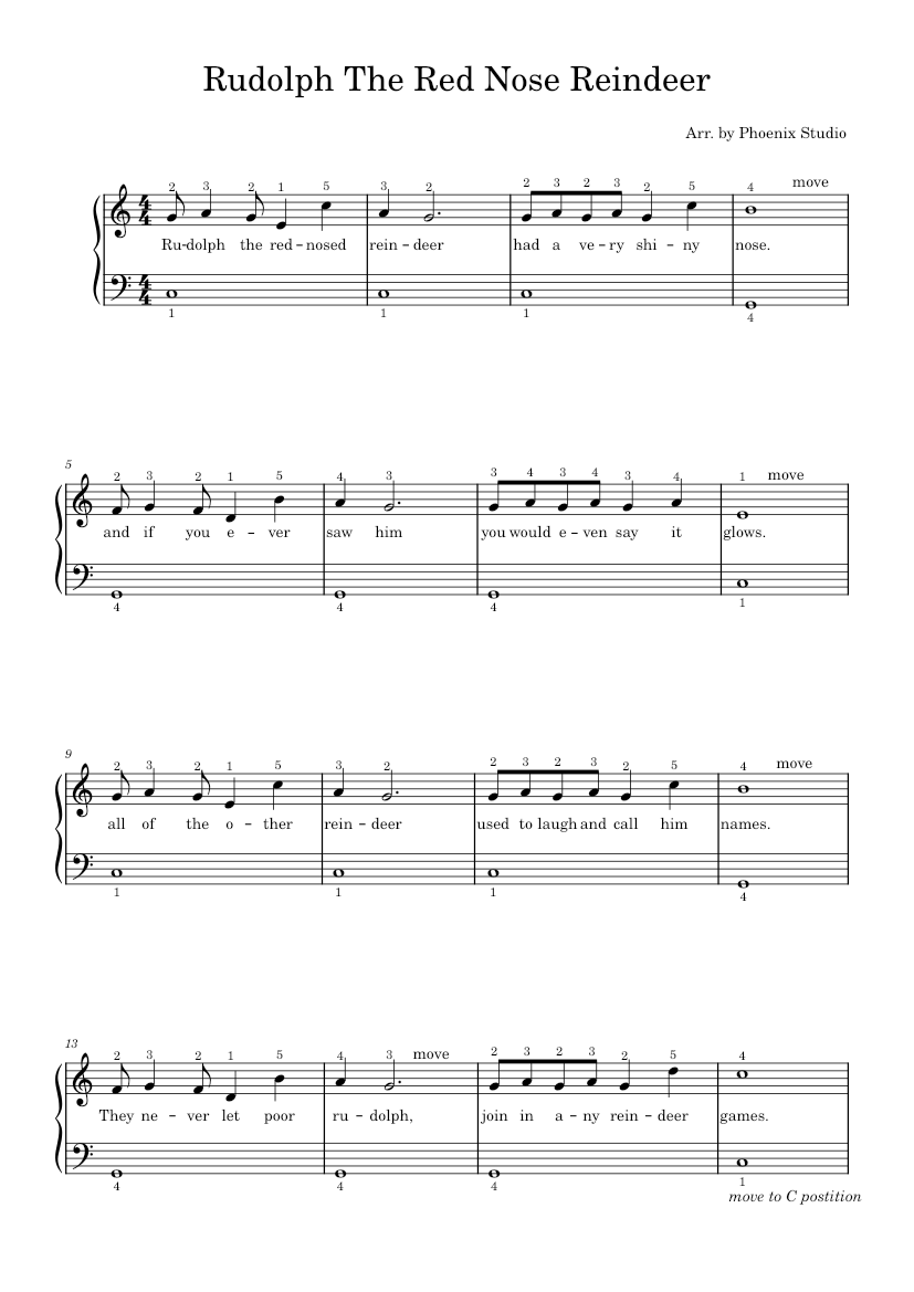 Rudolph The Red Nose Reindeer easy piano Sheet music for Piano (Solo ...