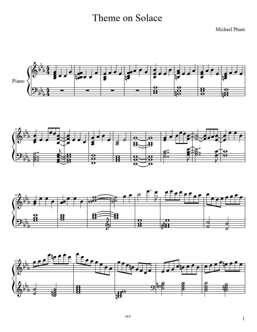 Theme on Solace Sheet music for Piano (Solo) | Download and print in