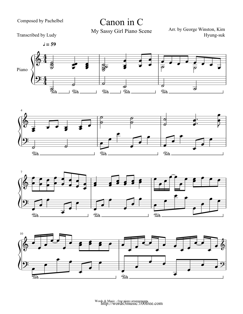 Canon in C (My Sassy Girl 2001 Piano Scene) Sheet music for Piano (Solo) |  Musescore.com