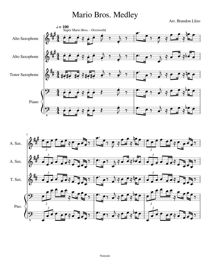 Alto Saxophone Sheet Music Mario