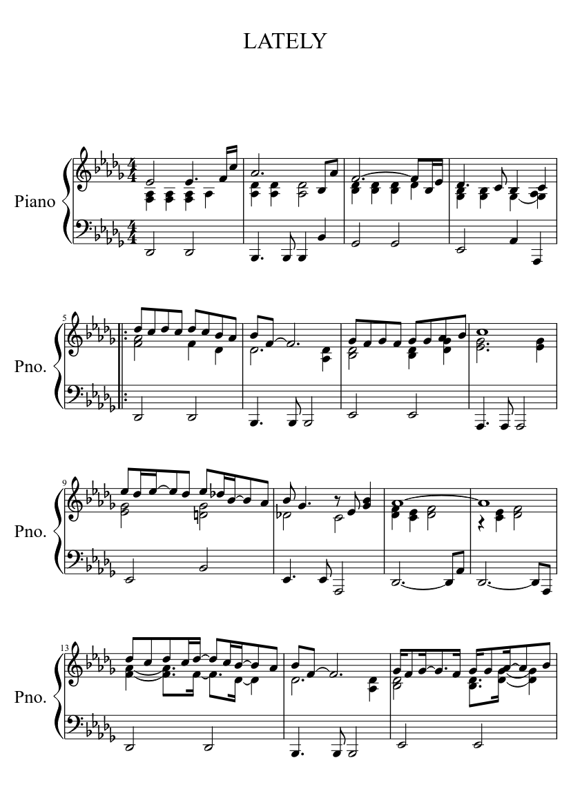 LATELY Sheet music for Piano (Solo) | Musescore.com