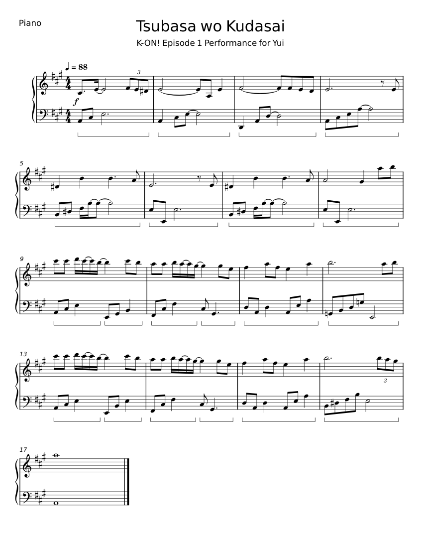 Tsubasa wo Kudasai 楽譜 ピアノ (ソロ) easy | MuseScore.com